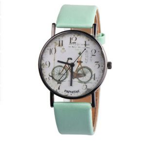 Ceas dama model bicicleta, casual fashion style, curea verde